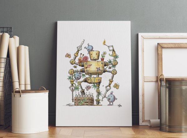 Roboz - Illustration au trait et aux crayons de couleur par Juliooz artiste peintre illustrateur