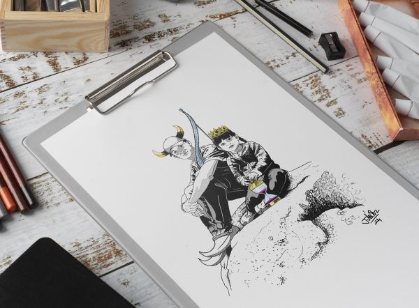 Illustration-Vikings-modernes-gardiens-du-temps-portrait-fantisiste-Noir-et-blanc-Dessin-Juliooz-Mockup